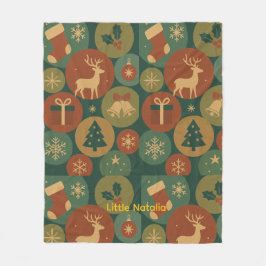 Custom name Christmas Circles Cozy Fleecefilt