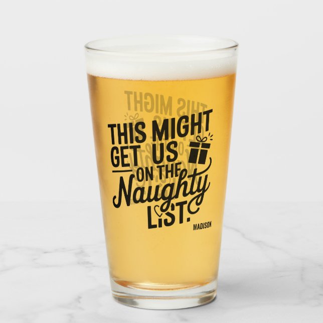 Custom Name Christmas Naughty List Glaskopp (Baksida fylld)