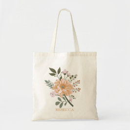 Custom Name Colorful Simple Flower Tote Bag Gift Tygkasse