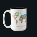Custom Name Colorful World Map Travel Coffee Mug Två-Tonad Mugg<br><div class="desc">Adventure awaits! This vibrant world map coffee mug features a colorful global design,  perfect for travelers and dreamers. Easily personalize it with your name or a favorite travel quote. High-quality ceramic,  durable,  and makes a unique gift for globetrotters or geography lovers.</div>