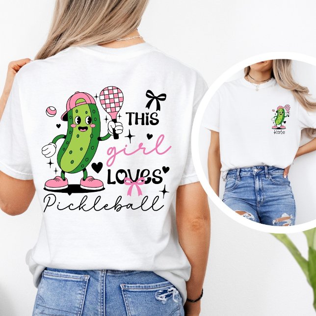 Custom Name Coquette Pickleball Girl  T-Shirt (Skapare uppladdad)
