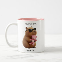 Custom Name Cute Capybara Teddy Bear Pink Mug