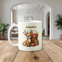 Custom Name Deer with Autumn Harvest Mug