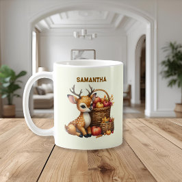 Custom Name Deer with Autumn Harvest Mug Kaffemugg
