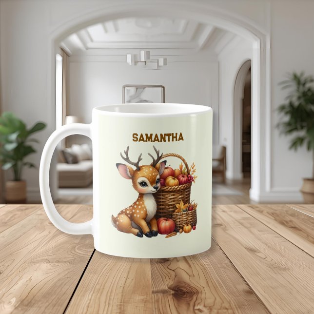 Custom Name Deer with Autumn Harvest Mug Kaffemugg (Skapare uppladdad)