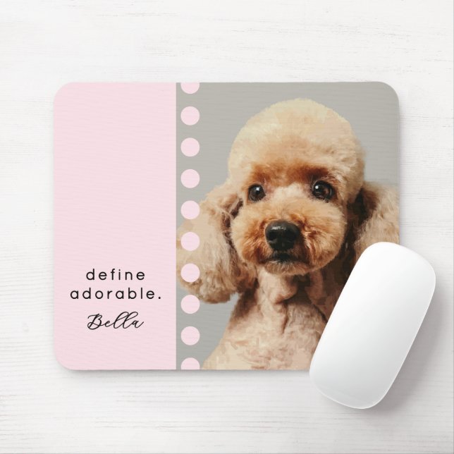 Custom Name Dog Funny Saying Photo Pastel Pink Musmatta (Med mus)