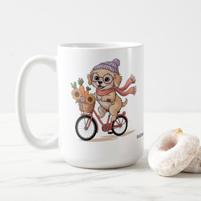 Custom Name Dog Lover Gift | Whimsical Puppy Coffe Kaffemugg (Med munk)