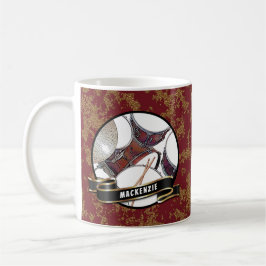 Custom Name Drummer Christmas Drum Kit Music Mug Kaffemugg