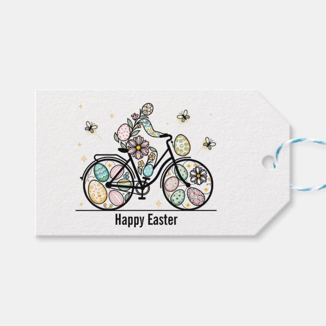 Custom Name Easter Bicycle Design Presentetikett (Framsidan (Horisontell))