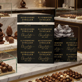 Custom Name Est Date Gold Script Chocolate Presentpapper