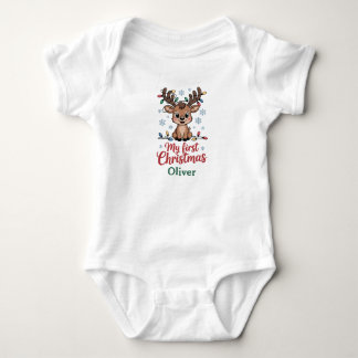 Custom Name First Christmas Reindeer T Shirt