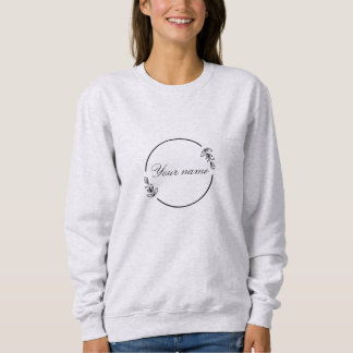 Custom Name Floral Circle Minimal Design T Shirt