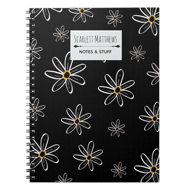Custom Name Floral Notebook Anteckningsbok (Framsidan)