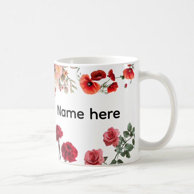 Custom Name Flower Mug Kaffemugg (Höger)