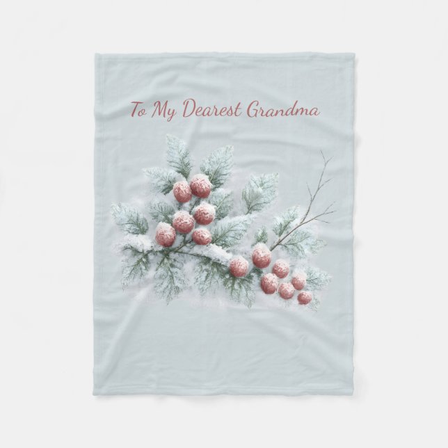 Custom Name Frosted Winter Berry Throw Personalize Fleecefilt (Framsidan)