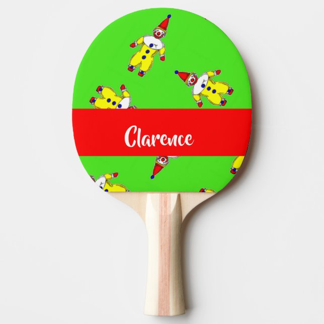 Custom name funny clowns on green pingisracket (Framsidan)