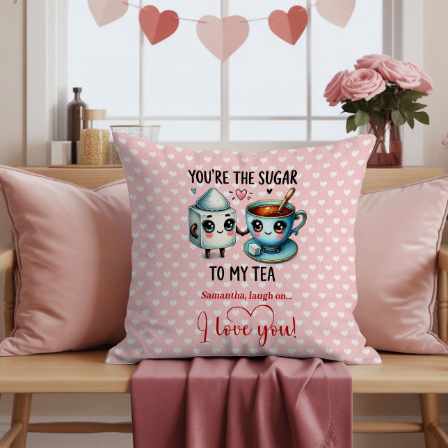 Custom Name Funny Food Cartoon Valentine Pillow Kudde (Custom Name Funny Food Cartoon Valentine Pillow

)