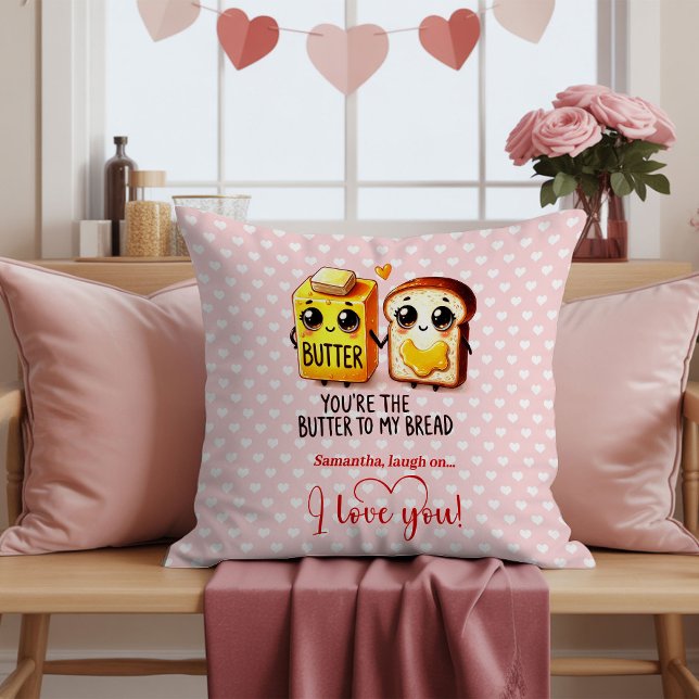 Custom Name Funny Food Valentine Pillow Kudde (Custom Name Funny Food Valentine Pillow)