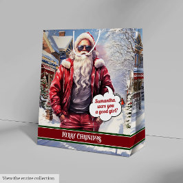 Custom Name Gift Bag Coolest Santa Claus Holiday