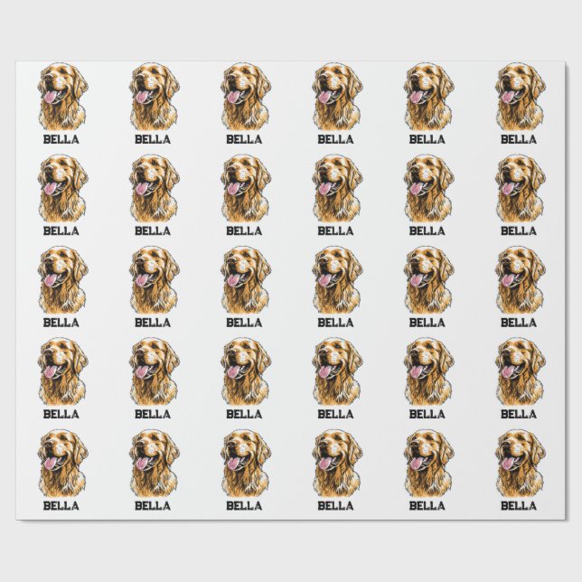 Custom Name Golden Retriever Dog Portrait Funny  Presentpapper (Platt)