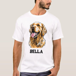 Custom Name Golden Retriever Dog Portrait Funny  T Shirt