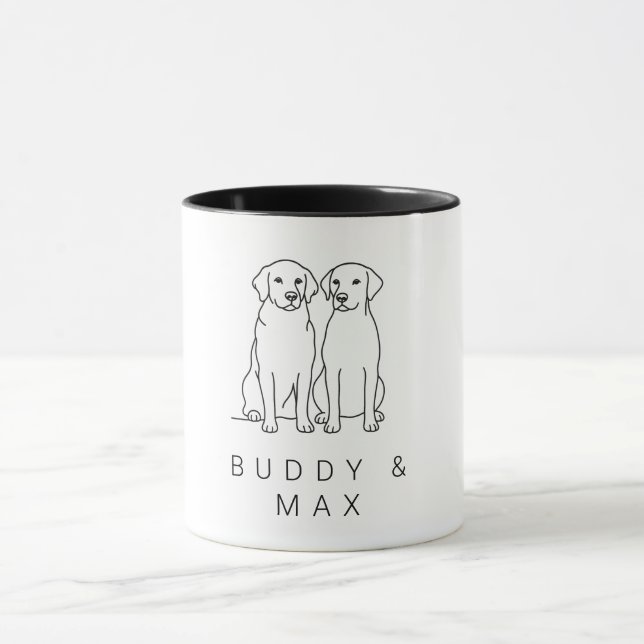 Custom Name Golden Retriever & Labrador Minimalist Mugg (Center)