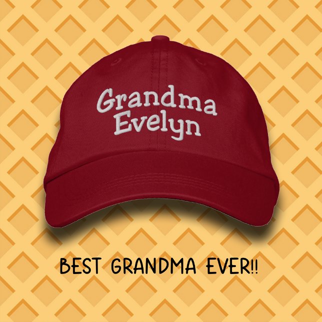 Custom Name Grandma Embroidered Baseball Cap  Broderad Keps (Great gift for Grandma's who enjoy fun in the sun with their grandkids!  #GiftForGrandma )