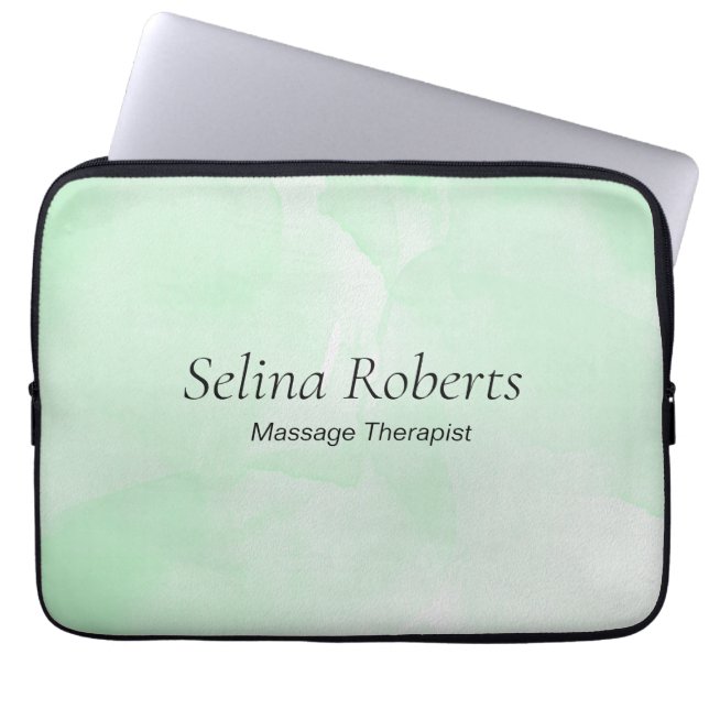 Custom name green watercolor laptop fodral (Framsidan)