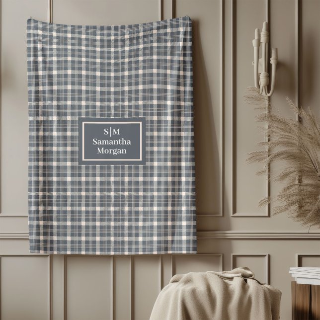 Custom Name Grey Blanket Chic Minimalist Style Fleecefilt (Custom Name Grey Blanket Chic Minimalist Style)
