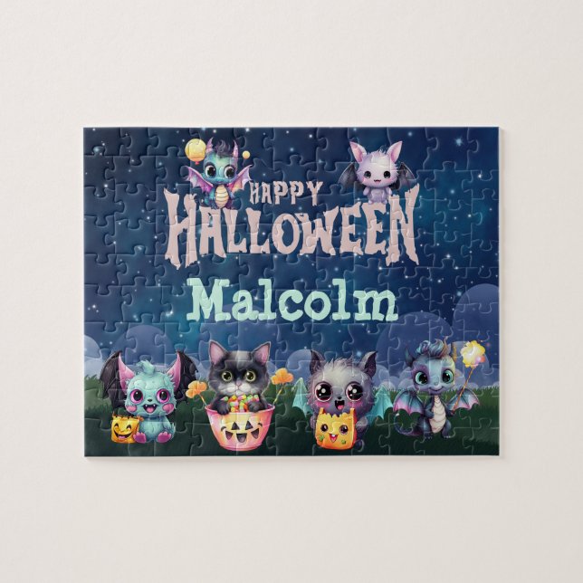 Custom Name Halloween Dragon Puzzle  Pussel (Horisontell)