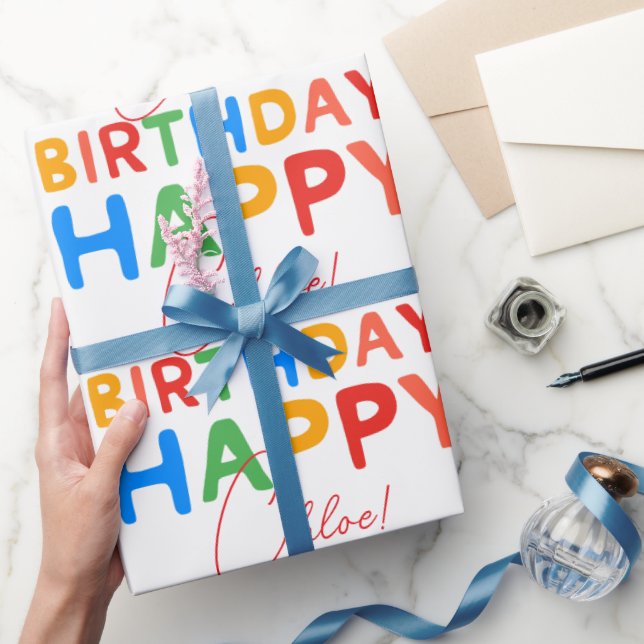 Custom Name Happy Birthday  Presentpapper (Gifting)