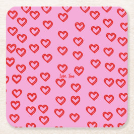 Custom Name Heart Pattern Valentine’s Day  Underlägg Papper Kvadrat