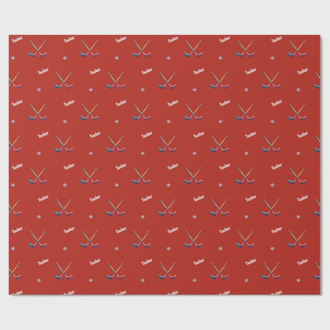 Custom Name Hockey Wrapping Paper Presentpapper (Platt)
