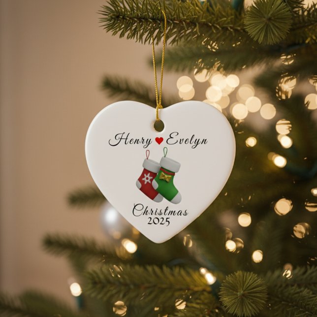 Custom Name Holiday Gift for Couples |  Julgransprydnad Keramik (Skapare uppladdad)