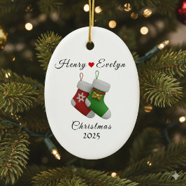Custom Name Holiday Gift for Couples | Julgransprydnad Keramik