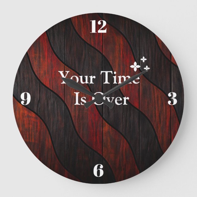 Custom Name in Wood Texture Wall Clock Stor Klocka (Framsida)