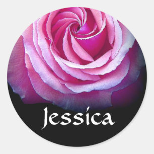 CUSTOM NAME - Jessica Rosa ros Sticker Runt Klistermärke