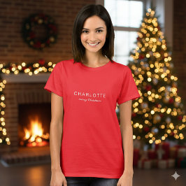 Custom Name Joyful Merry Christmas Women T Shirt