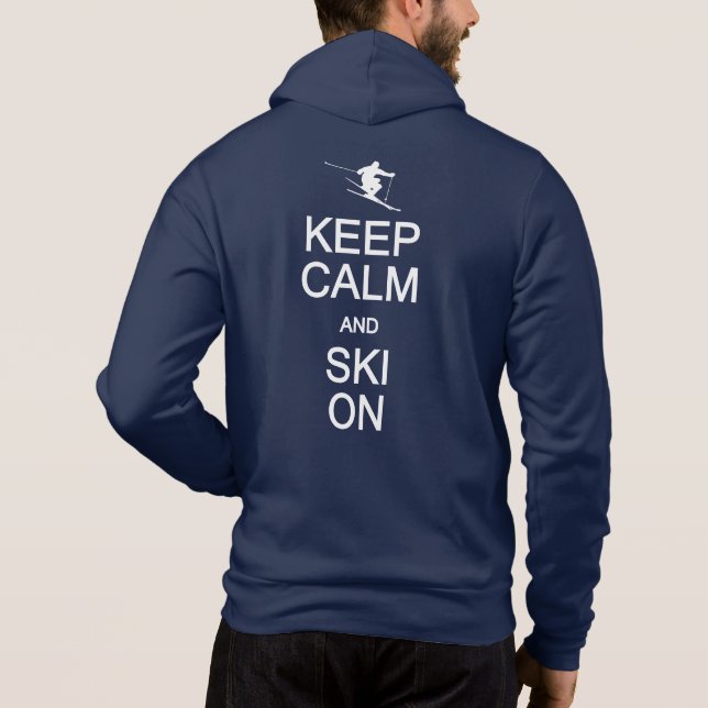 Custom Name Keep Calm & Ski On T Shirt (Baksida)