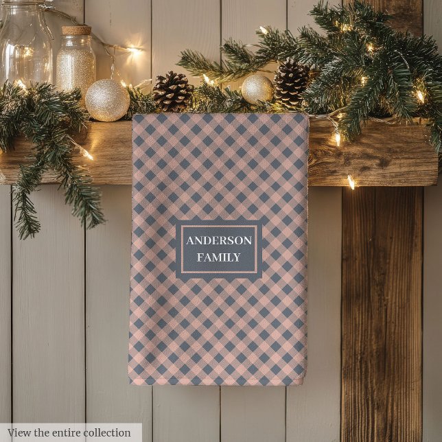 Custom Name Kitchen Towel Pastel Plaid Accent Kökshandduk (Custom Name Kitchen Towel Pastel Plaid Accent)