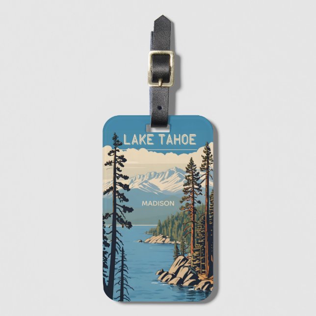 Custom Name Lake Tahoe Bagagebricka (Framsida vertikal)