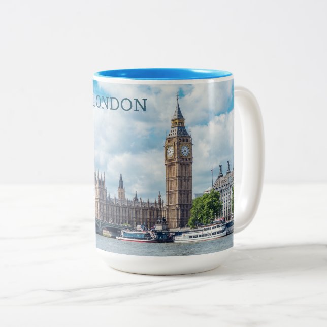 Custom Name London Två-Tonad Mugg (Framsida höger)