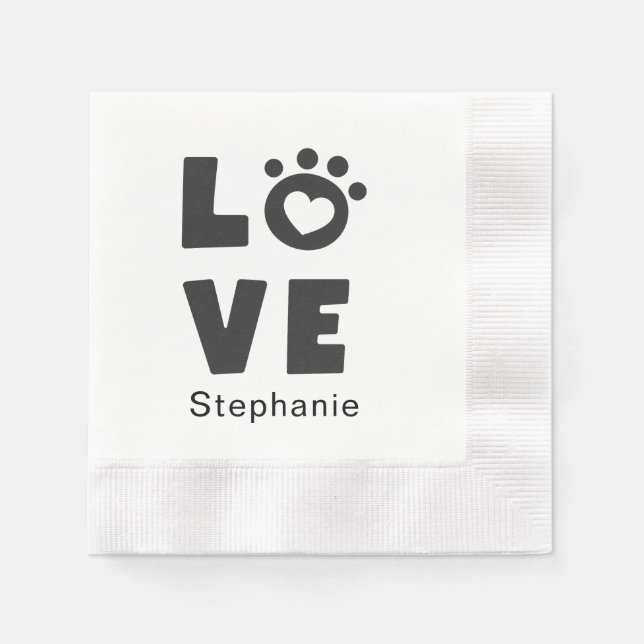 Custom Name Love Stylish Personalized Paper Napkin Pappersservett (Framsidan)