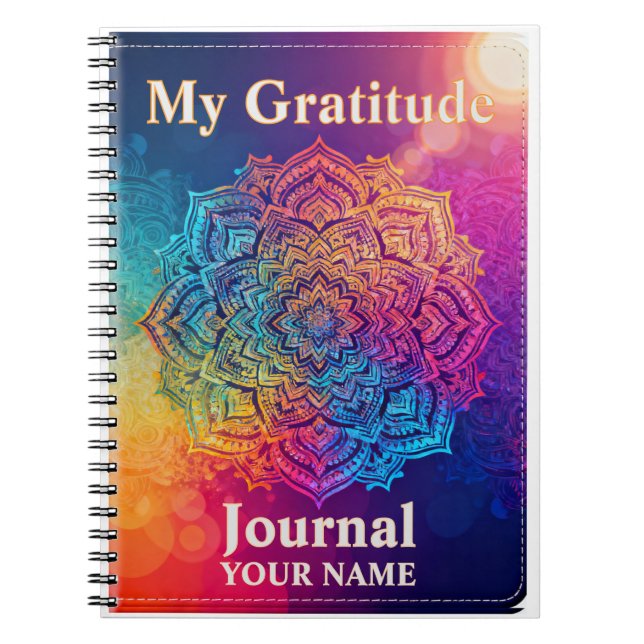 Custom Name Mandala Gratitude Journal Anteckningsbok (Framsidan)