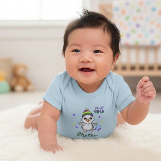 Custom Name Mardi Gras Boy Goose Carnival T Shirt (Custom Name Mardi Gras Boy Goose Carnival Baby Bodysuit)