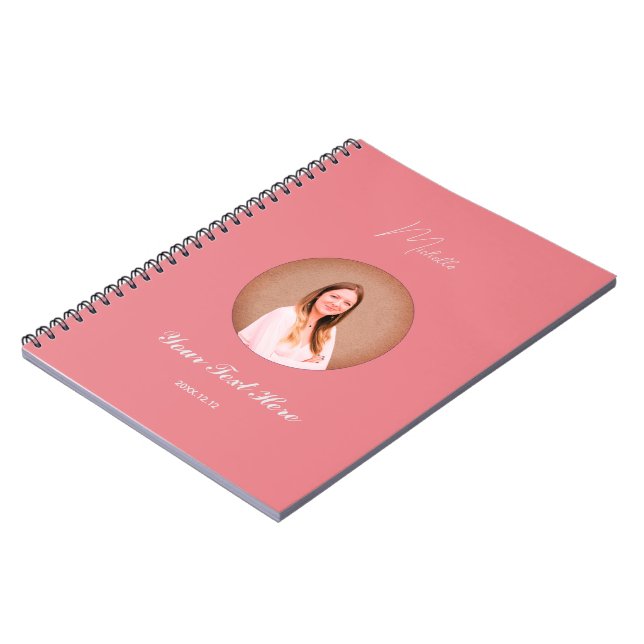 Custom Name Minimalist Spiral Photo Notebook  Anteckningsbok (Vänstra Sidan)