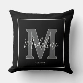 Custom name monogram typography black and white kudde