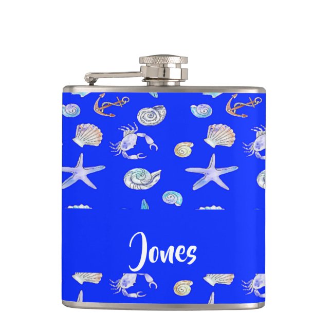Custom name nautical print on blue fickplunta (Framsidan)