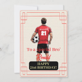 Custom Name Number and Text Birthday Soccer Man Julkort
