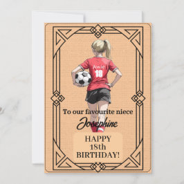 Custom Name Number and Text Birthday Soccer Woman Julkort